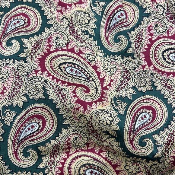 Vintage 50's 60's Coco Shop Antigua WI Paisley Pleated Midi Skirt Green Red - Picture 4 of 5